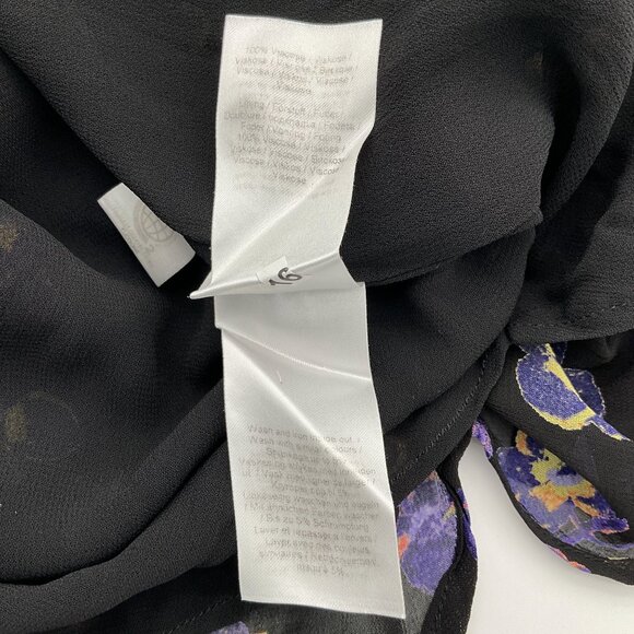 Ganni Floral Long Blouson Sleeve Floral Pansy Georgette Mini Dress 8-10 - Picture 8 of 9